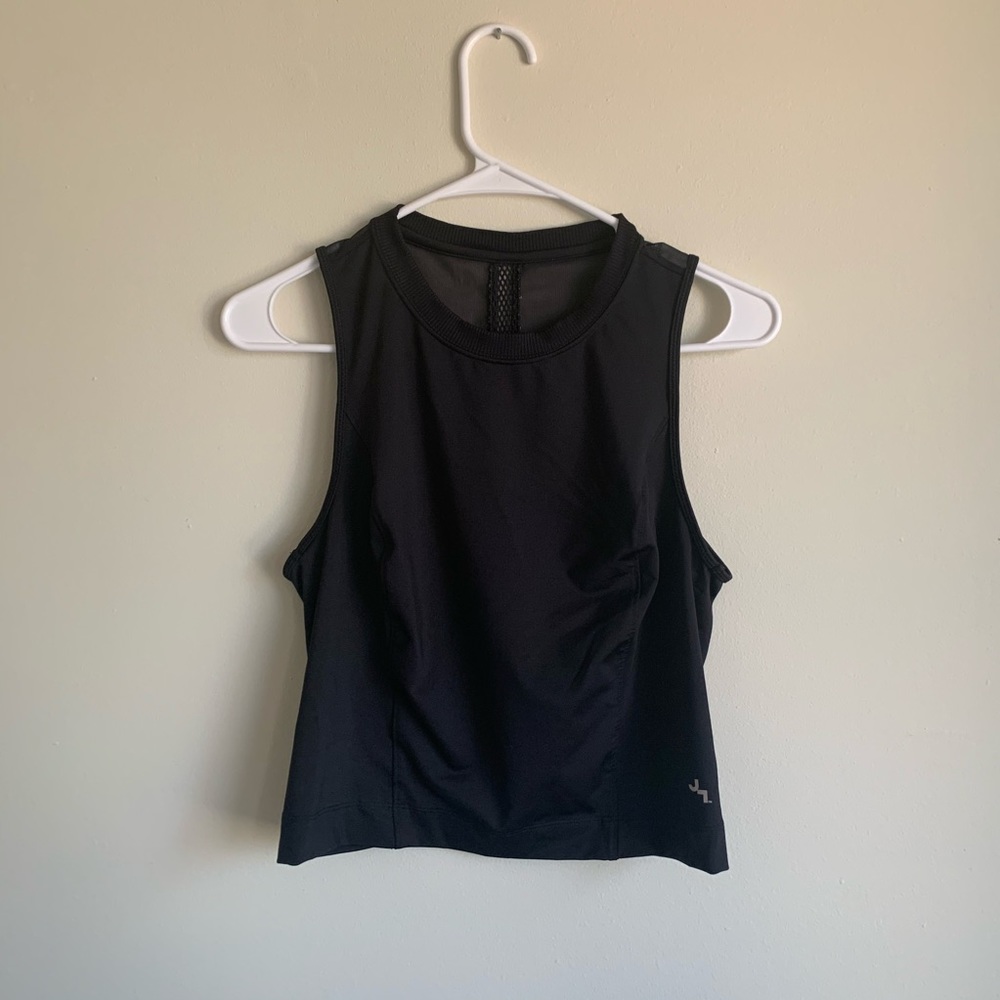 Joy Lab Black Cropped Tank Mesh Back Medium